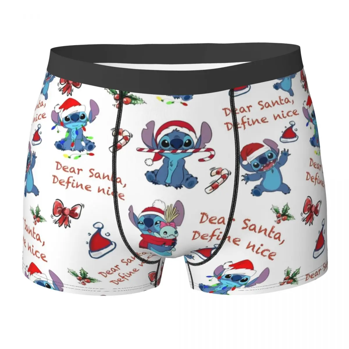 Stitch Christmas Boxer Brief Underwear Quality Man Sexy Soft Boxer Shorts Print Large Size Underpants