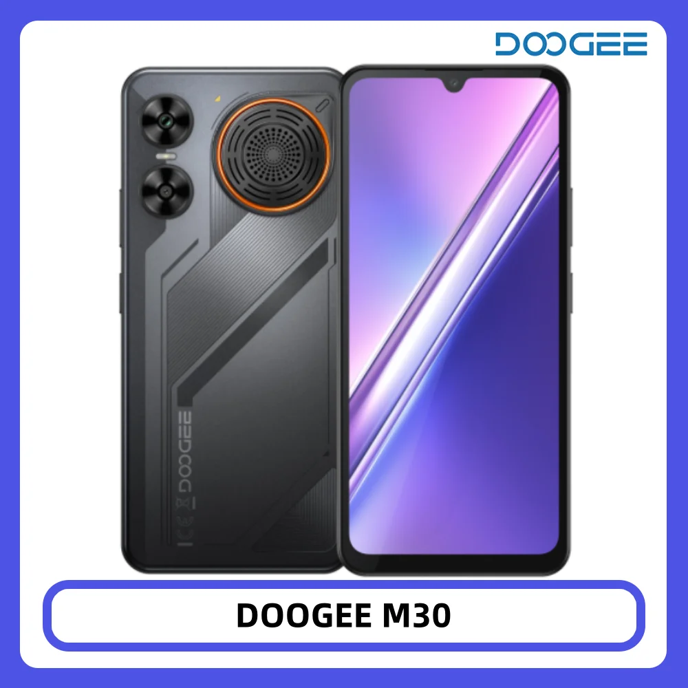Smartphone DOOGEE M30 Android 16 48 Go + 256 Go IP68 Haut-parleur puissant 135 dB �cran 6,88? 120 Hz Batterie 8000 mAh Appareil photo 64 MP T�l�phone portable