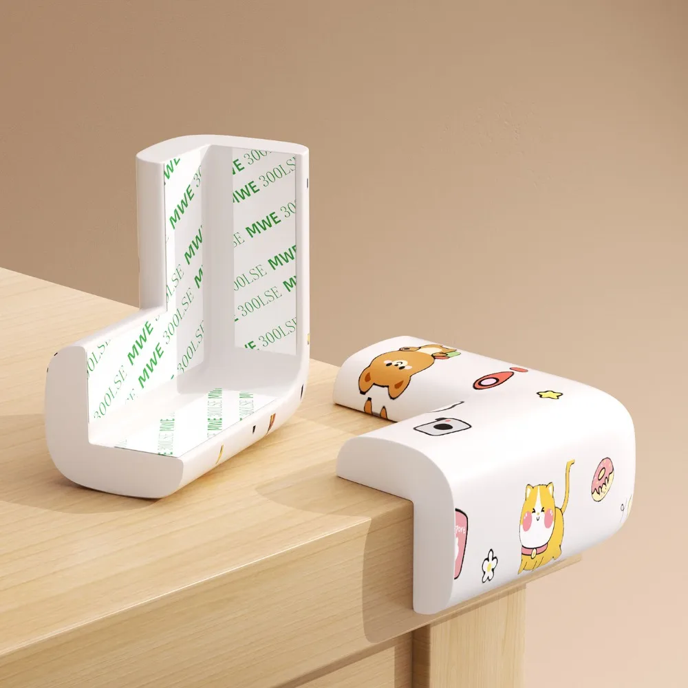 

4Pcs Cartoon Pattern Desk Edge Guard Corner Safety Soft Anti Collision Cushion Self-adhesive Thicken Wall Corner Protector