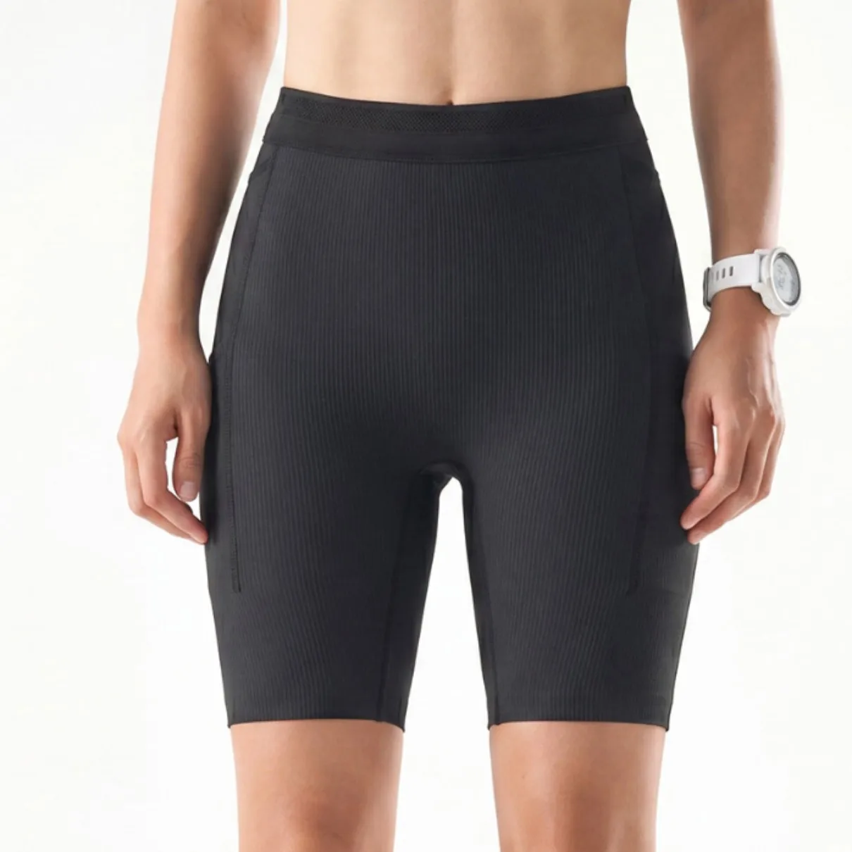 Multi-Pocket Stabile Laufshorts für Damen mit Hoher Taille, Kompressionspassform, Netz-Aufbewahrung im Rücken und Doppelten Seitentaschen für Trailrunning – Detail 3