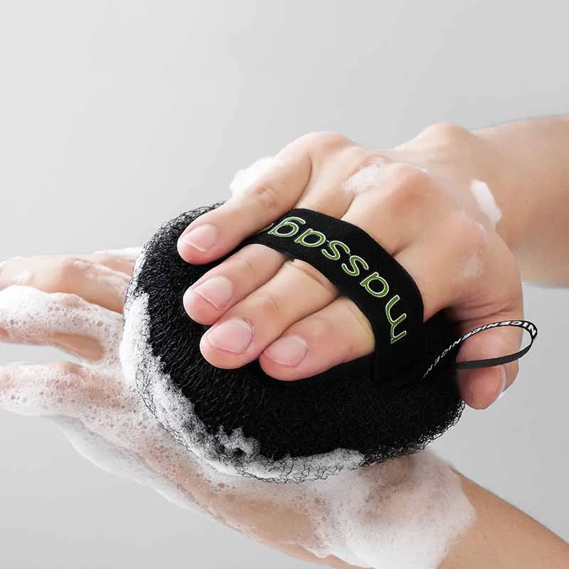 Men Soft Shower Mesh Foaming Sponge Exfoliating Scrubber Black Bath Bubble Ball Body Skin Cleaner Bathroom Cleaning Accessories