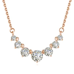 Smiles 7 Stones 2.8ct Mosanites Diamond Women's 925 Sterling Silver Necklaces Luxury Sparkling Fine Jewelry GRA Certificate
