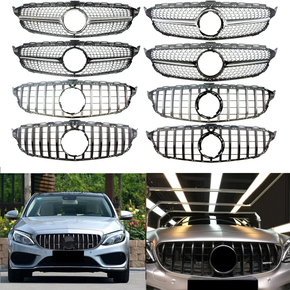 Car Front Racing Facelift Upper Bumper Grille Grill For Mercedes-Benz W205 C Class C200 C250 C300 C350 2015-2018 2019 2020 2021