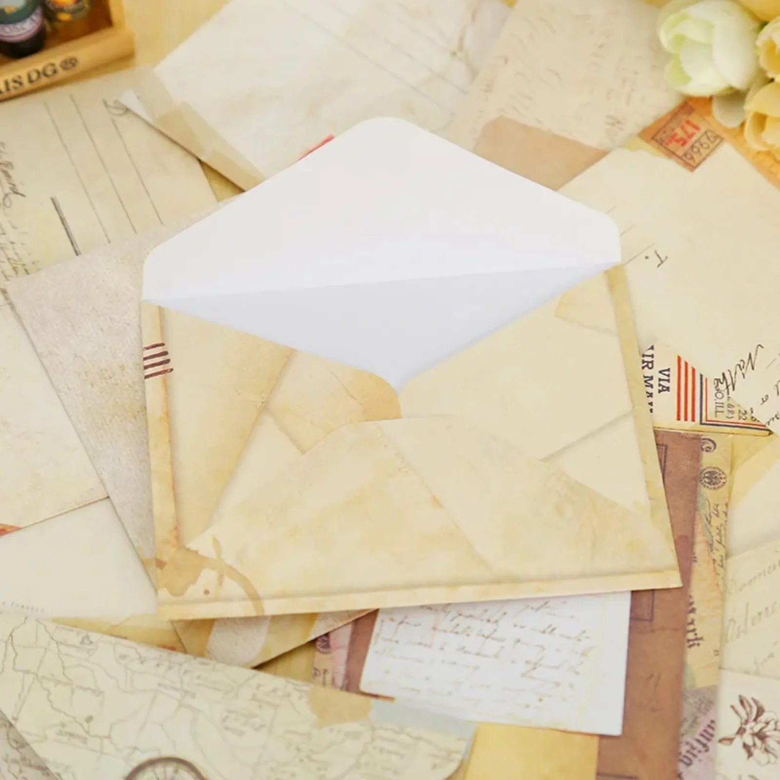 12Pcs Envelopes Vintage Town Mail Material Envelope Paper Decorative Supplies Scrapbooking