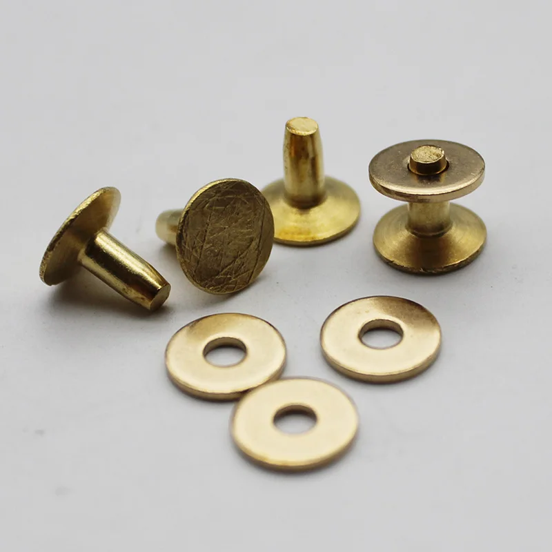 Brass Rivet For Leather With Burrs Washers For DIY Punch For Hole