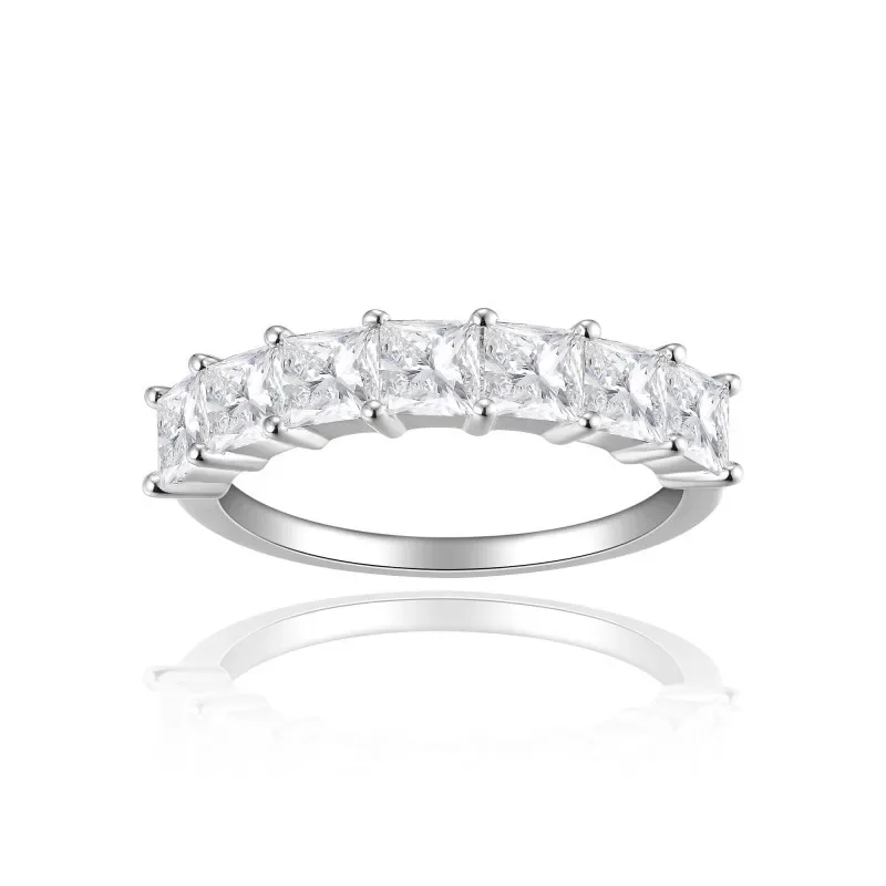 

LinkerLove Square Mossanite Rings 100% 925 Sterling Silver Promise Ring Plated with 18k Gold Lab Diamond Row Ring for Women 2025