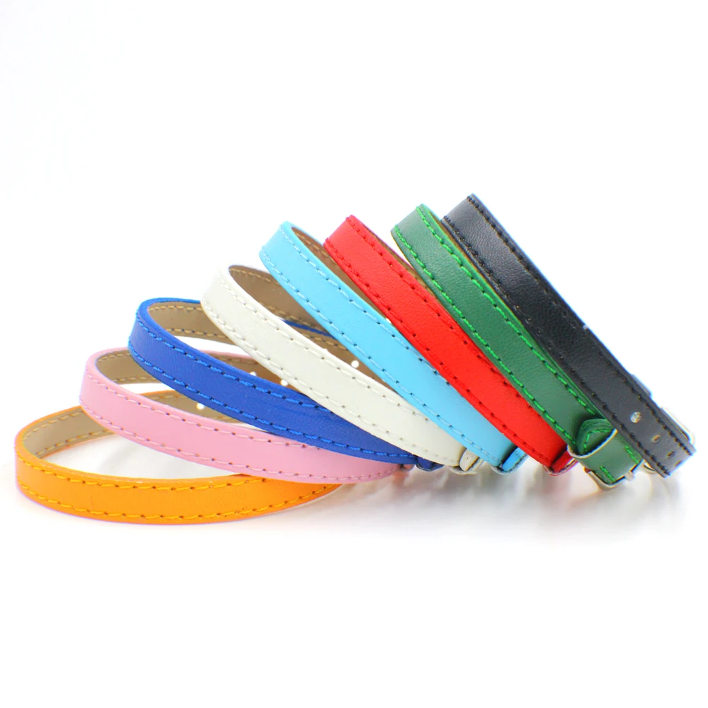 10Pcs/Lot 8mm PU Leather Bracelet For Women Jewelry Making Slide Letter Charms Sequin Wristband DIY Accessories Gift