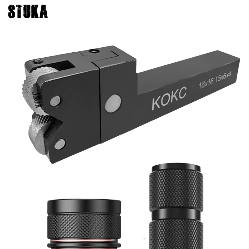 Narzędzia do radełkowania z podwójnymi kółkami Stuka 16*16mm 15*6*4 KOKC do tokarek CNC, podawanie 30 ° Diament 45 ° Wzór kwadratowy