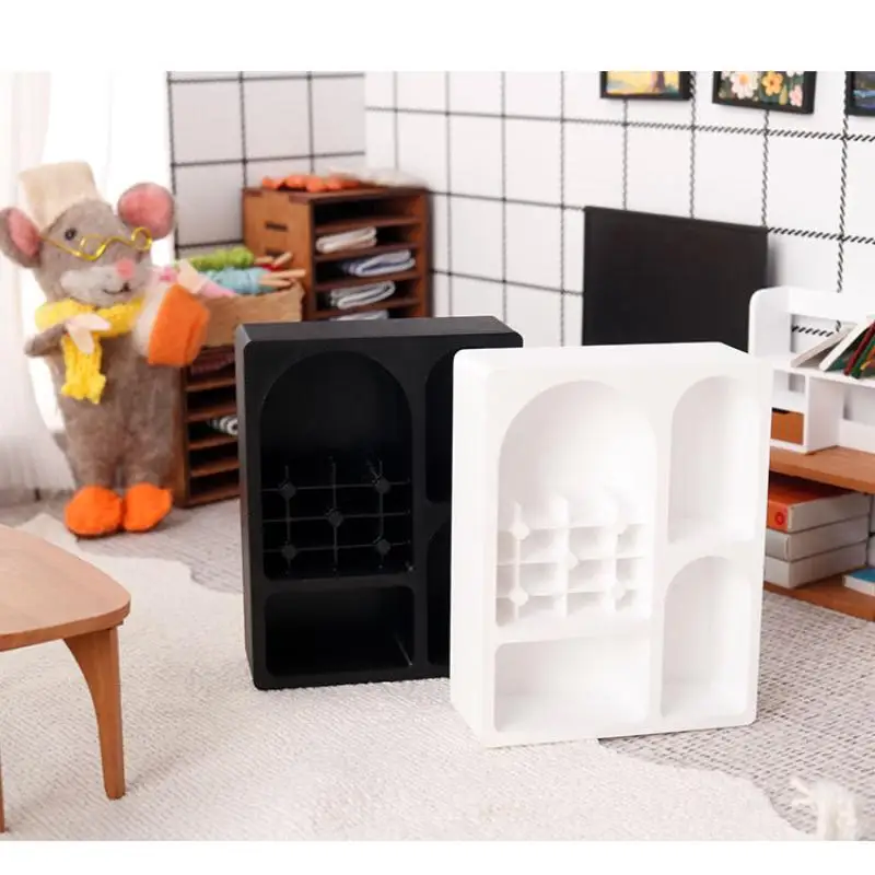 1/12 Dollhouse Simulation Mini Bookshelf Storage Cabinet Model Dollhouse Furniture Decoration Dolls House Living Scene Ornament