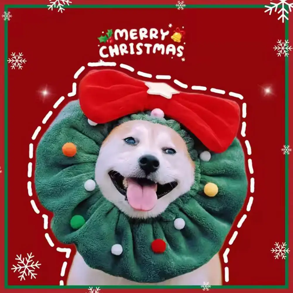 น่ารักคริสต์มาสและปลอกคอสุนัข Santa ผ้าพันคอเสื้อผ้าอุปกรณ์เสริมคริสต์มาสปาร์ตี้ตกแต่งผ้าพันคอน่ารักสําหรับ Kitt Z2d8