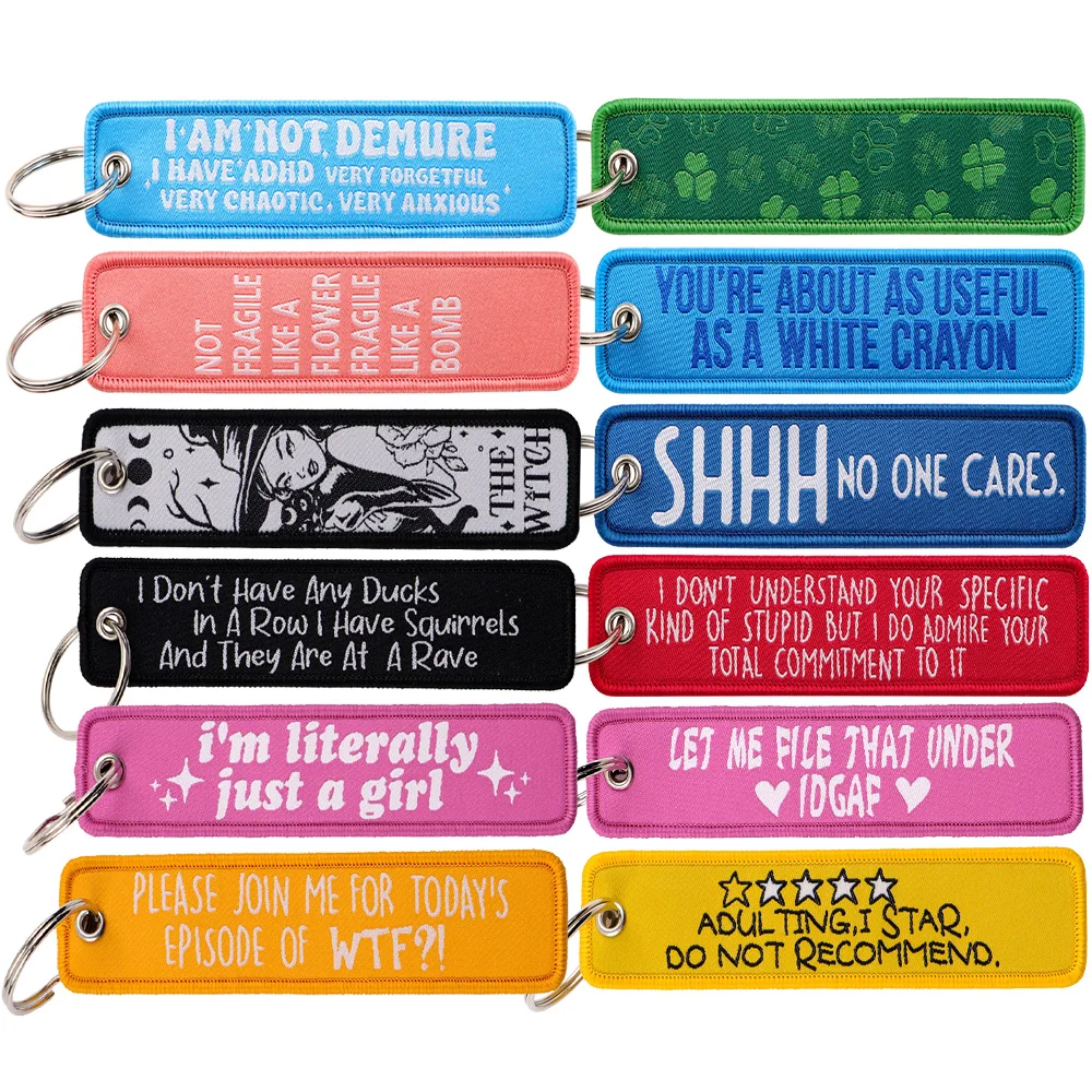 Color Quotes Series Key Fobs Holder Keychain for Motorcycles Embroidery Key Tag Key Ring Women Men Key Holder Accessories