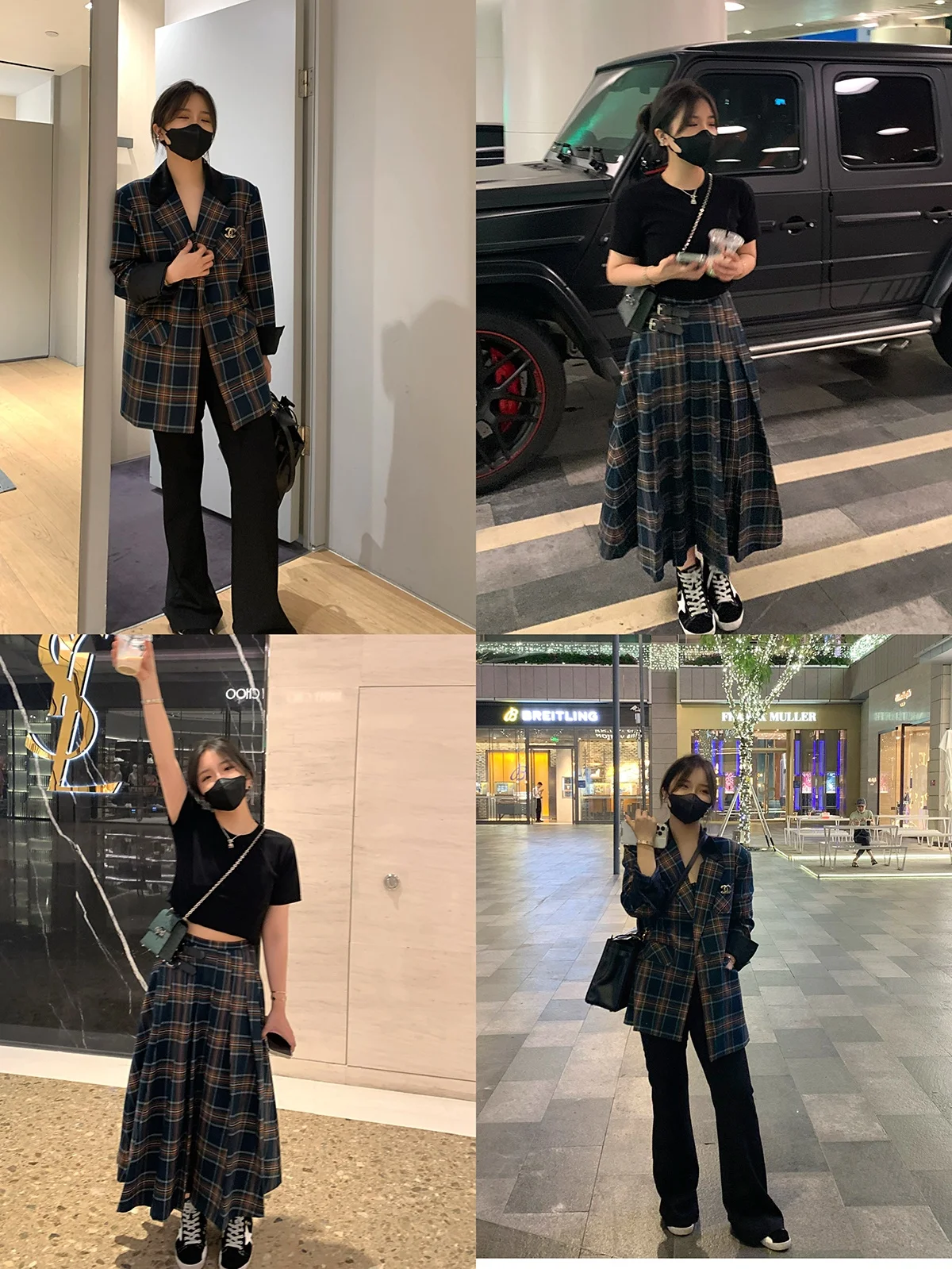 

Royal Academy Sle Plaid Suit Set Women's Casual Two-Piece Set with Skirt Faionable Polyester Work orm Student School ...