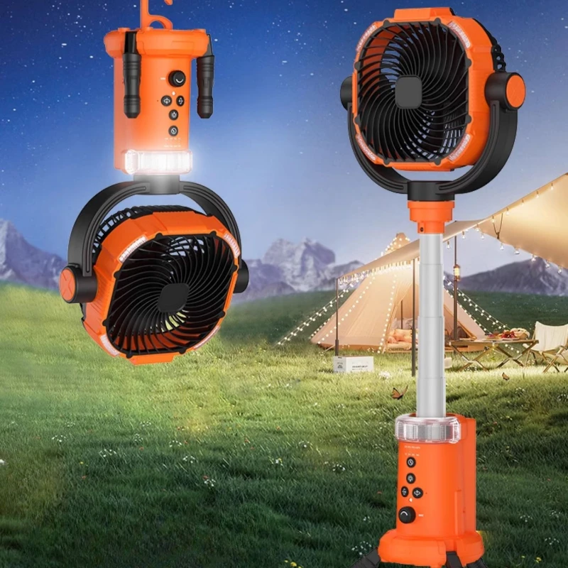 Camping Tent Fan: USB Rechargeable Outdoor Fan with Lithium Battery, Long-Lasting Multifunction Fan for Fishing and Hiking