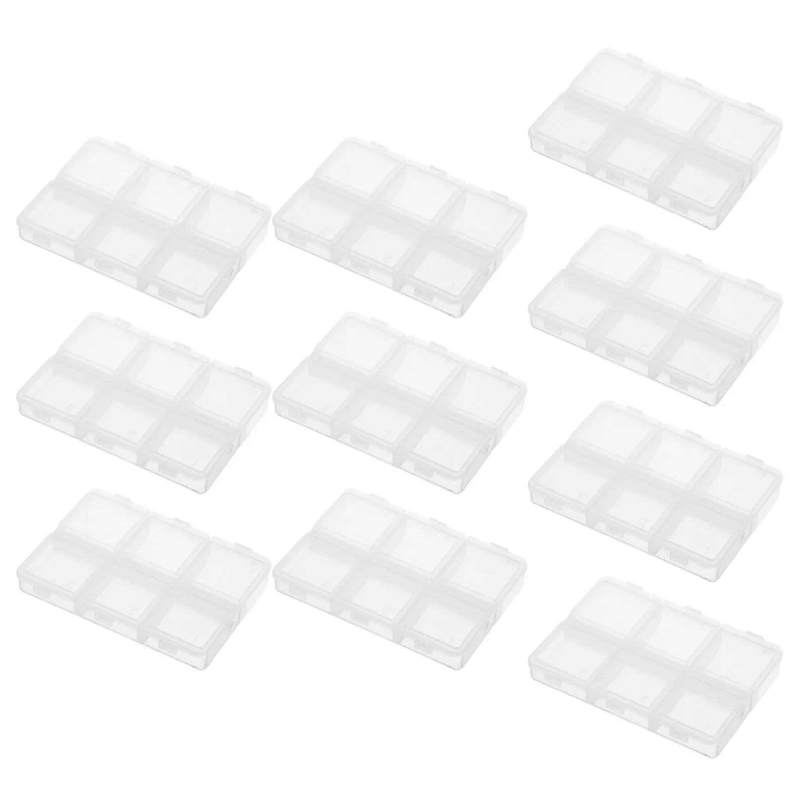 

10 Pcs Jewelry Storage Box Plastic Organizer Case Grids Bead Organizers Craft Transparent Boxes