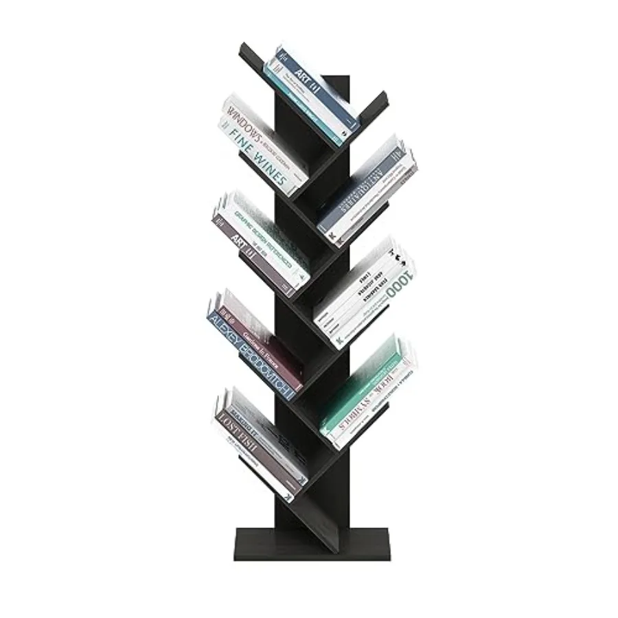 Furinno Bookshelf 9-Tier Floor Standing Tree Bookcase Espresso