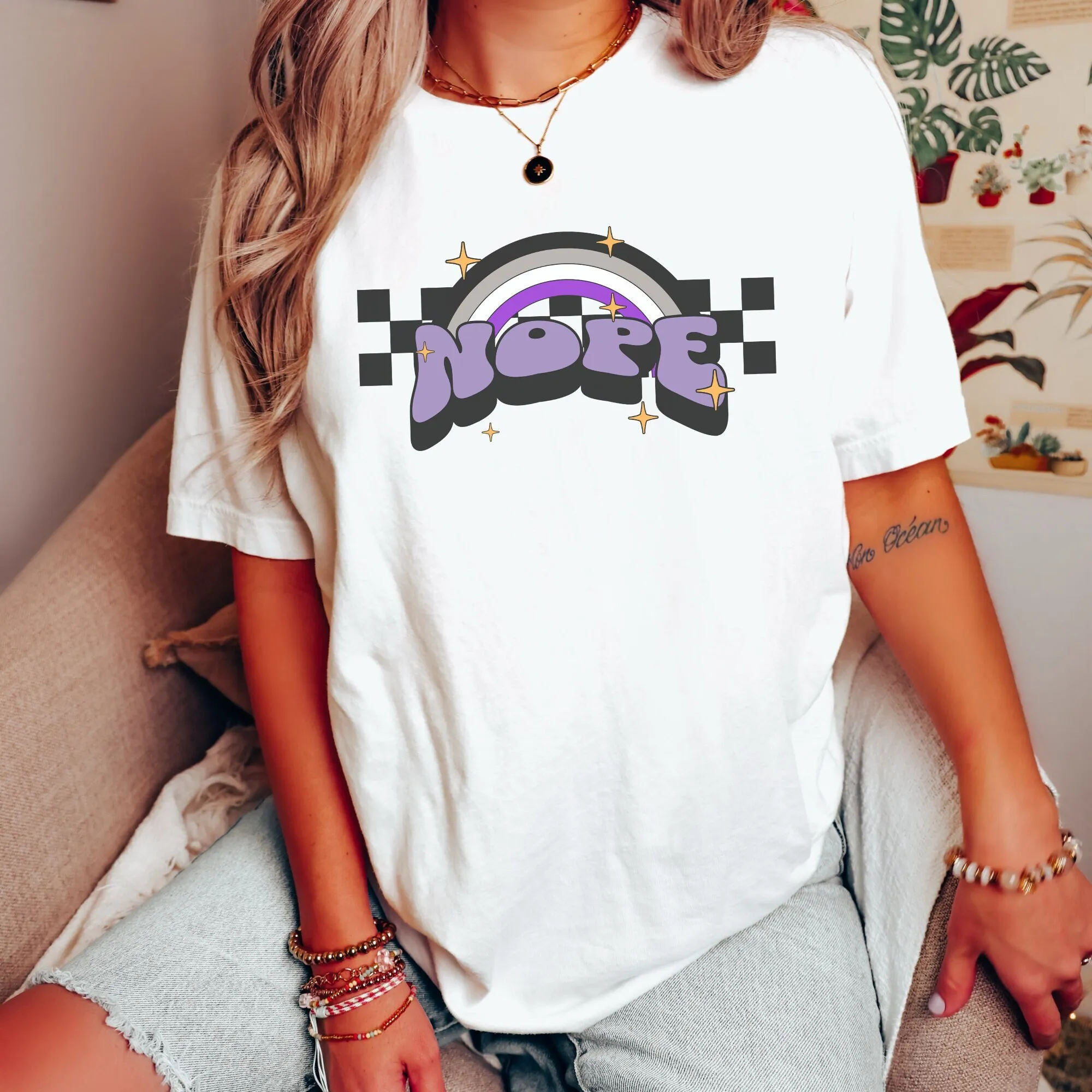 

Asexual Pride T Shirt Flag Queer LGBTQA Aesthetic Ace Nope Cute Retro Trendy