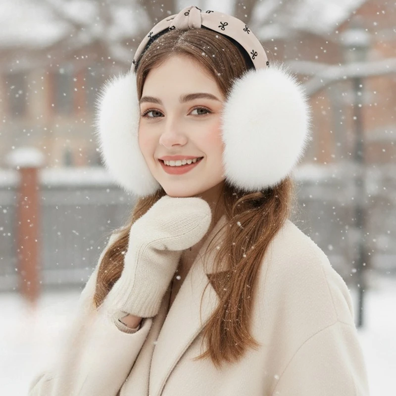 

Новые плюшевые наушники, женские зимние термонаушники для взрослых, повязка на голову со скелетом и бантом, складные наушники для женщин