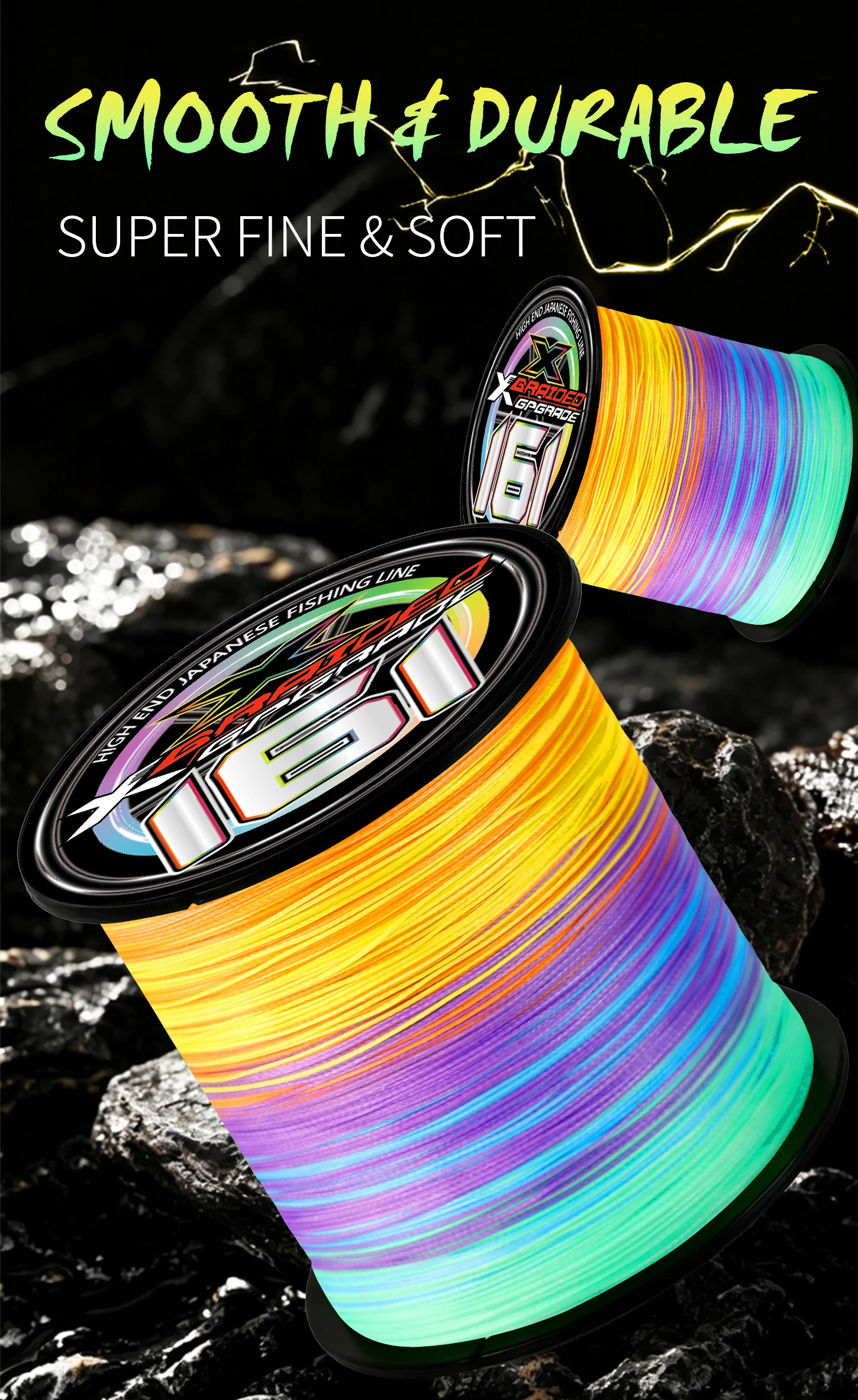 Neue YGK G-Soul 16-fach geflochtene Karpfen-Multifilament-Schnur 300/500/1000M – Superstark, langlebig, glatt, japanische 100% PE Angelschnur – Detail 3