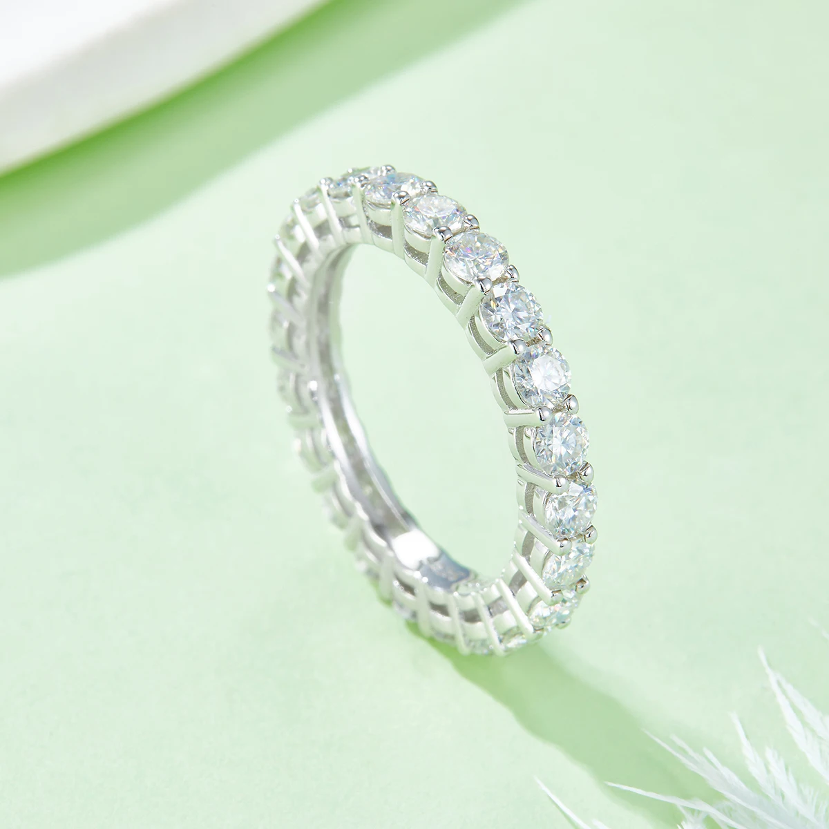 

2.4cttw D Color Moissanite Eternity Ring Wedding Band 925 Sterling Silver Fine Jewelry Birthday Gift Pass Diamond Tester Gra