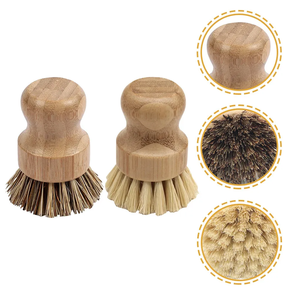 

2Pcs Ergonomic Dish Scrub Brush Set Comfort Grip Wood Handle Kitchen Cleaning Brush for Cookware Pots Pans Wok Flatware Fruits