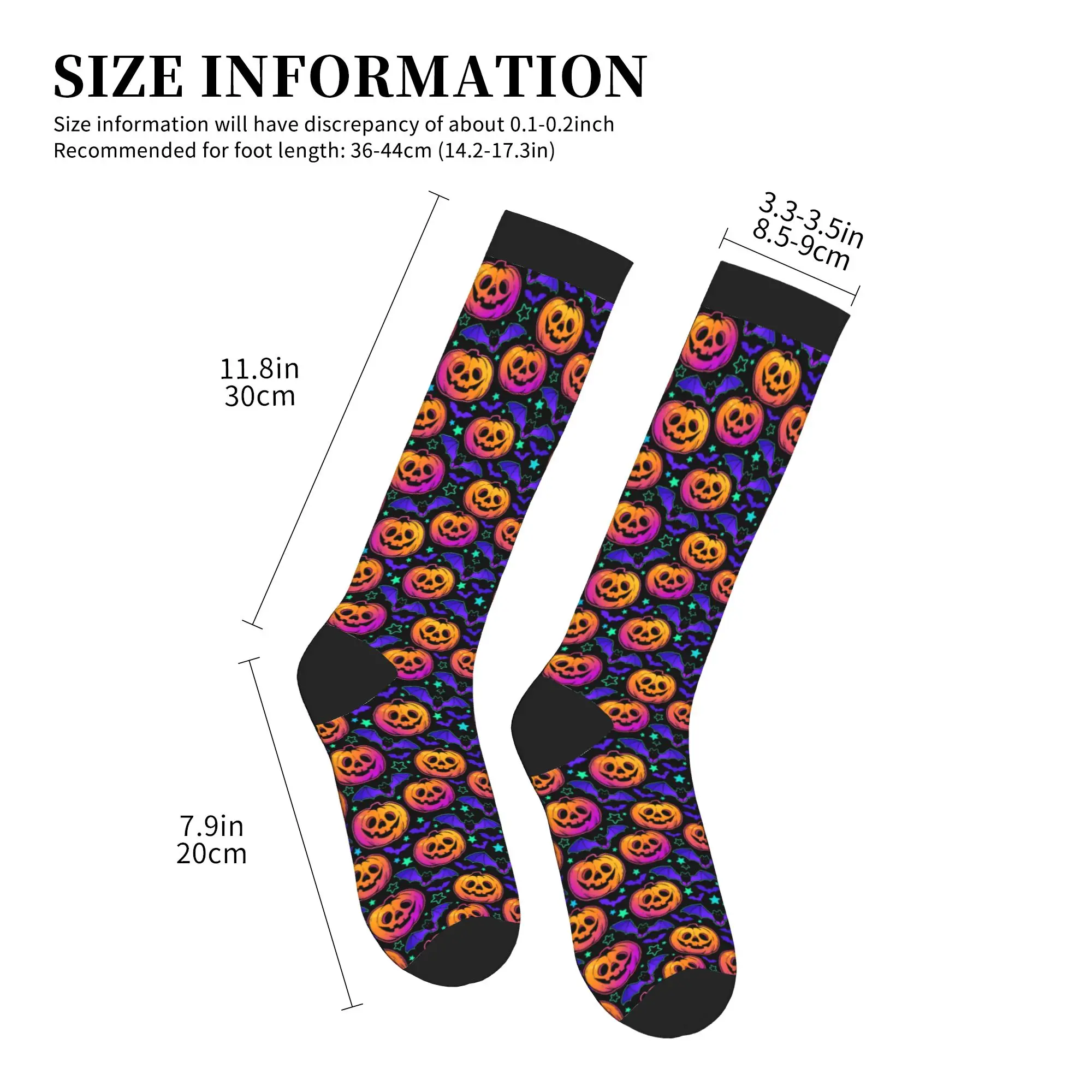 Harajuku Colorful Pumpkin Bats Star Moon Gothic Magic Mysterious Socks Men Women Warm Basketball Sports Sports Compression Socks view 4