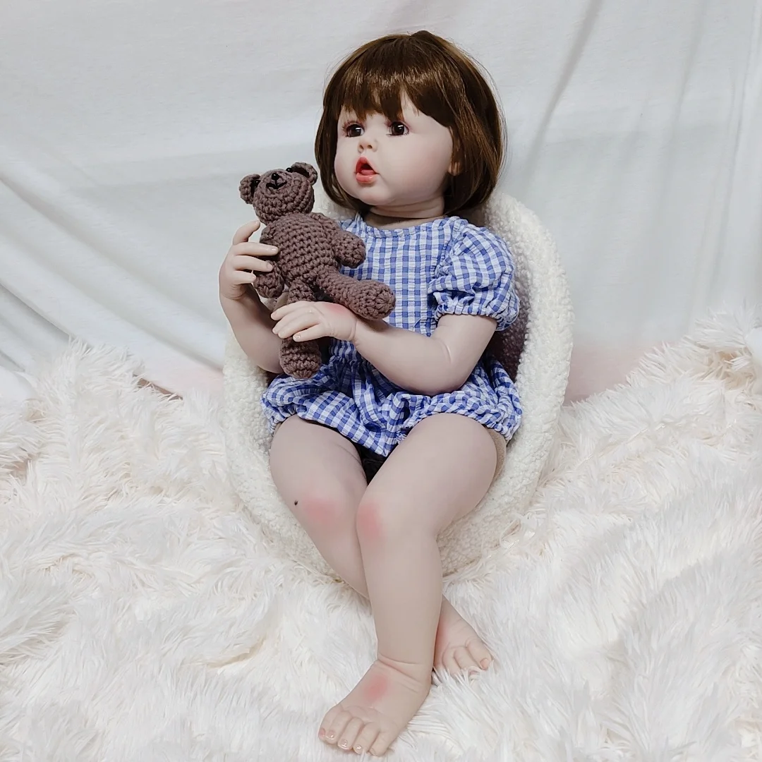 Poupée Bébé Reborn réaliste en vinyle de 24 pouces avec cheveux collés, jouet pour enfants