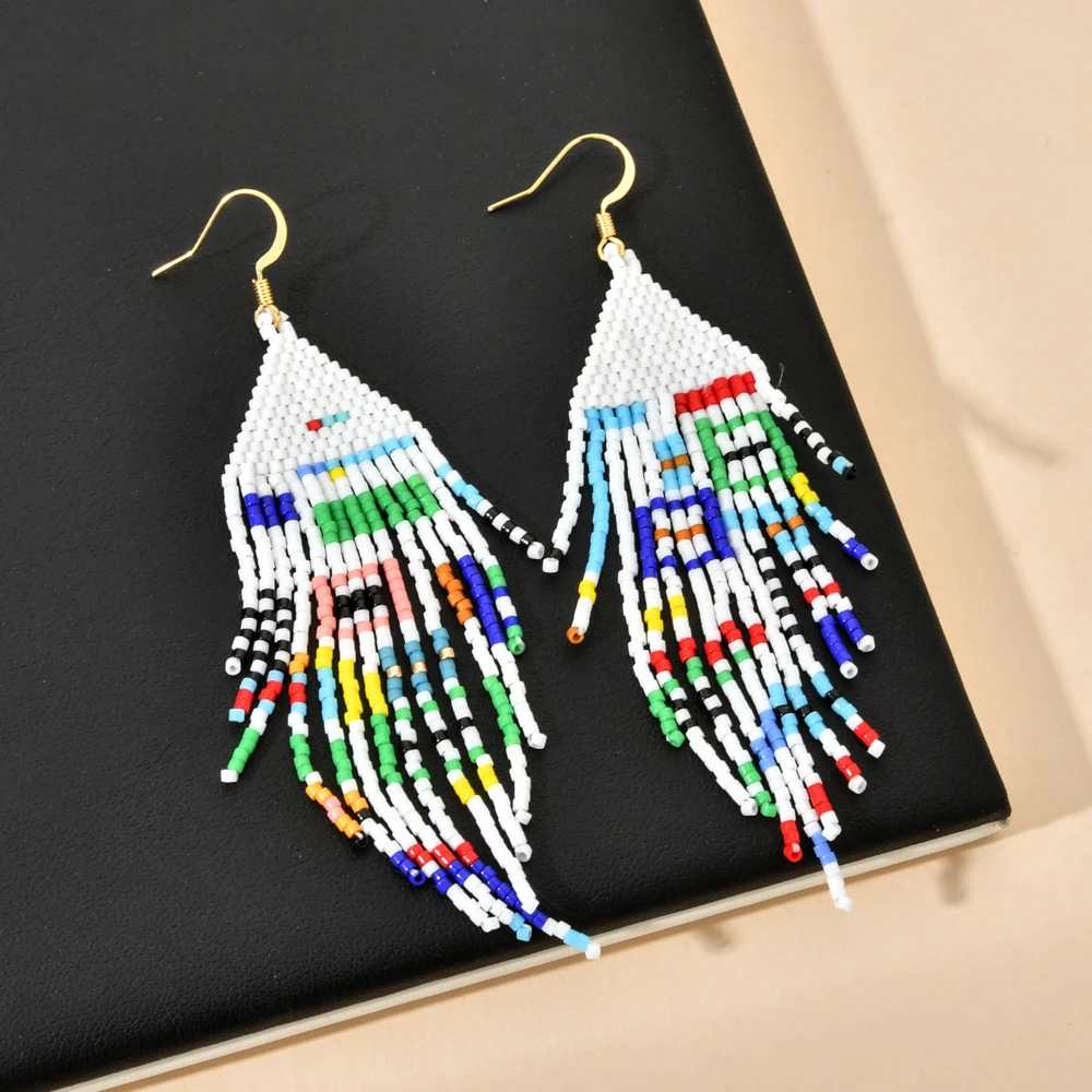 ZMZY Mexico Miyuki Seed Beads Tassel Earrings for Women Handmade Earrings Bohemian Fashion Jewelry Statement Earrings