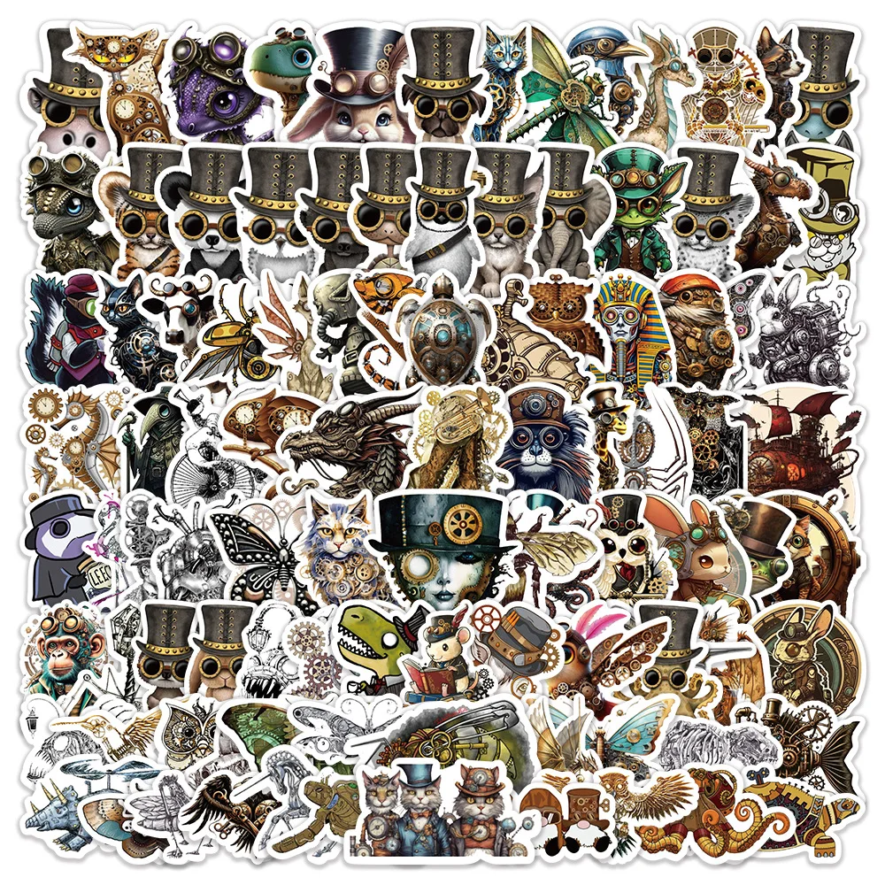 

10/50/100PCS Funny Mechanical Animal Stickers Punk Style Graffiti Kids Toys Suitcase Fridge Laptop Guitar Car Bike Cartoon Decal