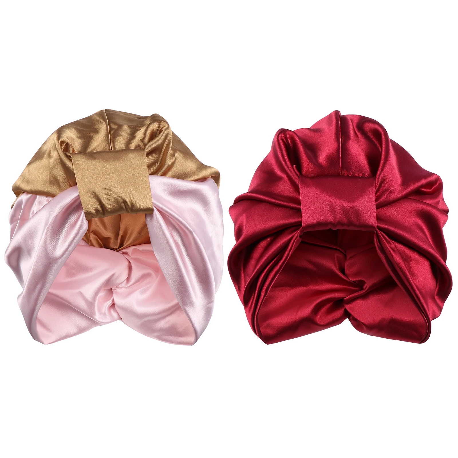 

2 pcs Double Layer Elastic Bonnet Satin Sleep Hair Care Wide Sleeping Cap Non Fade Lightweight Soft Comfortable