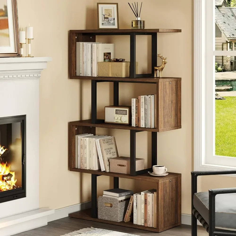 book shelves,5-Tier,S-Shaped Z-Shelf Bookshelves and Bookcase,for Home or Office,books shelf