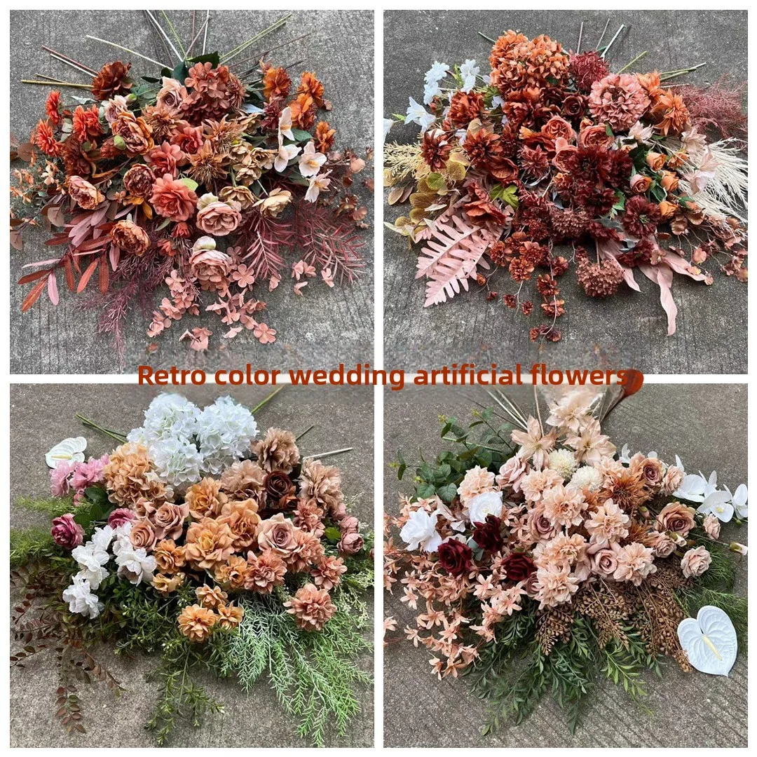 

New autumn wedding artificial flowers Maillard color caramel color wedding road guide decoration artificial flowers