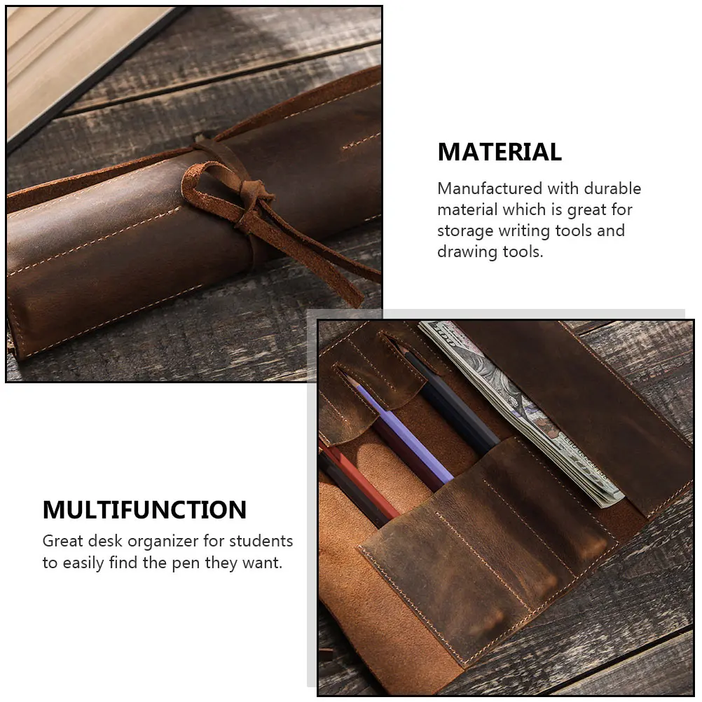 

Pencil Pocket Case Organizer Stationery Box Boxes School Supplies Bundled Bag Rolling Pouch Special Vintage for Pens