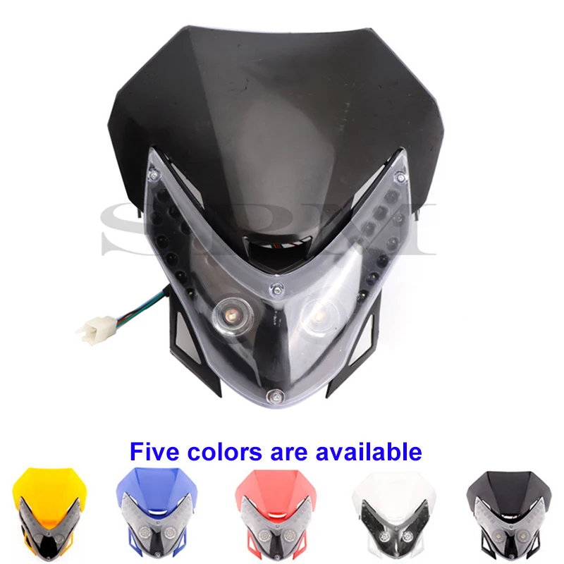 Universal 12V 18W Motorcycle Headlight Fairing Head Lamp for Motocross Pit Dirt Bike CRF Apollo Modified Accessories