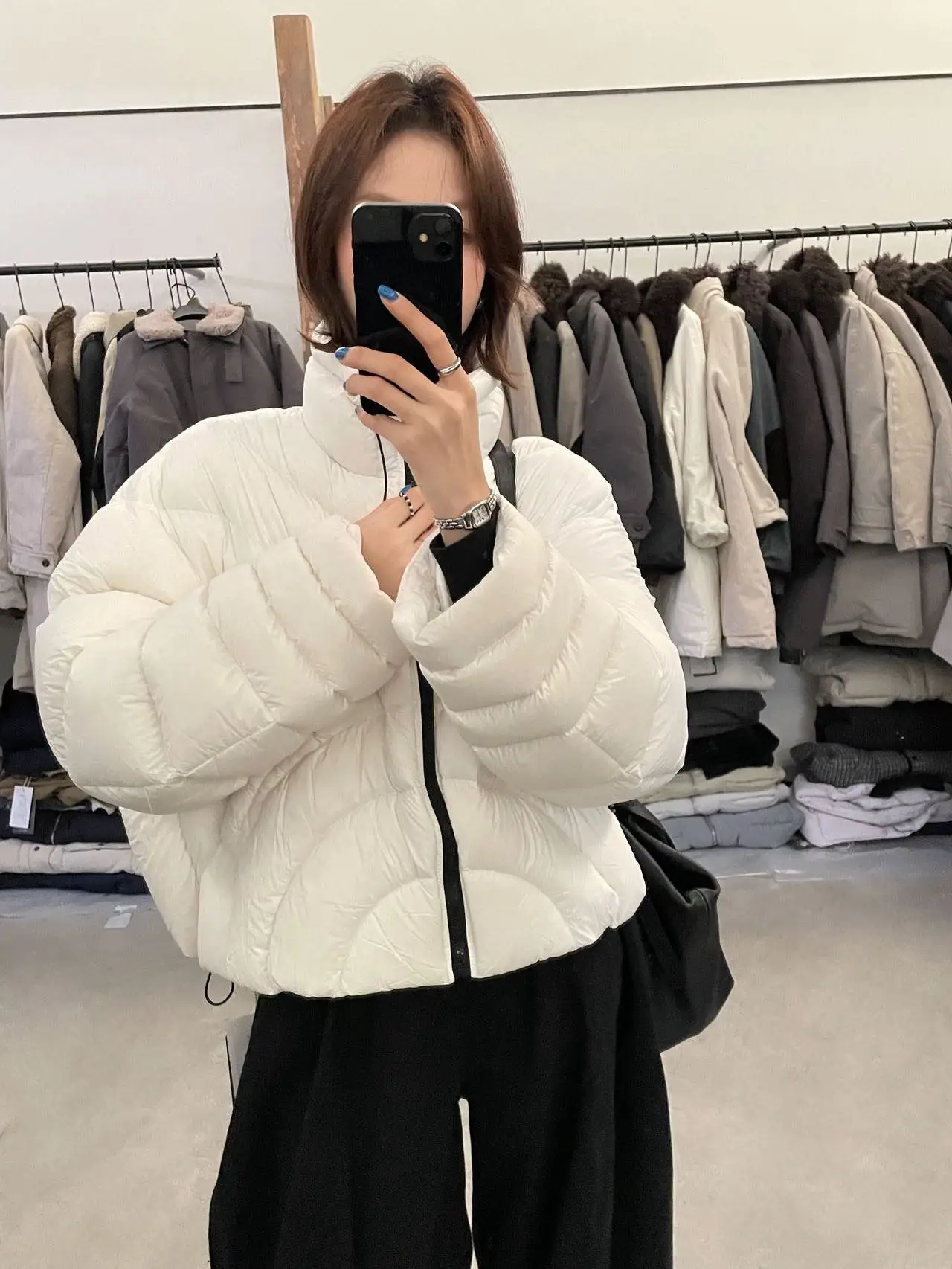 

Simple Design ort Puffer Jaet Commute Curved Line Foamy Autumn Winter Women's Warmth Polyester Fiber Zipper Straight Tube