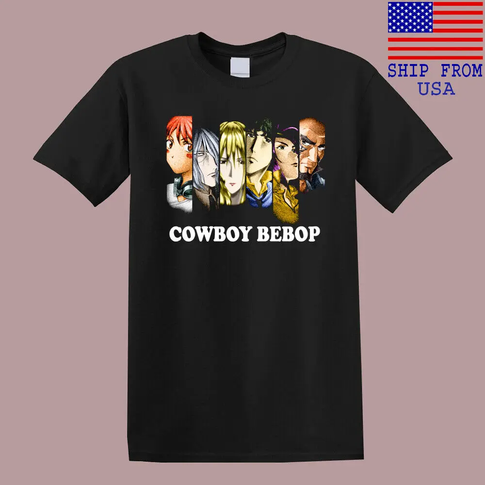 

COWBOY BEBOP CAST Anime Cartoon Men's Black T-Shirt Size S-5XL