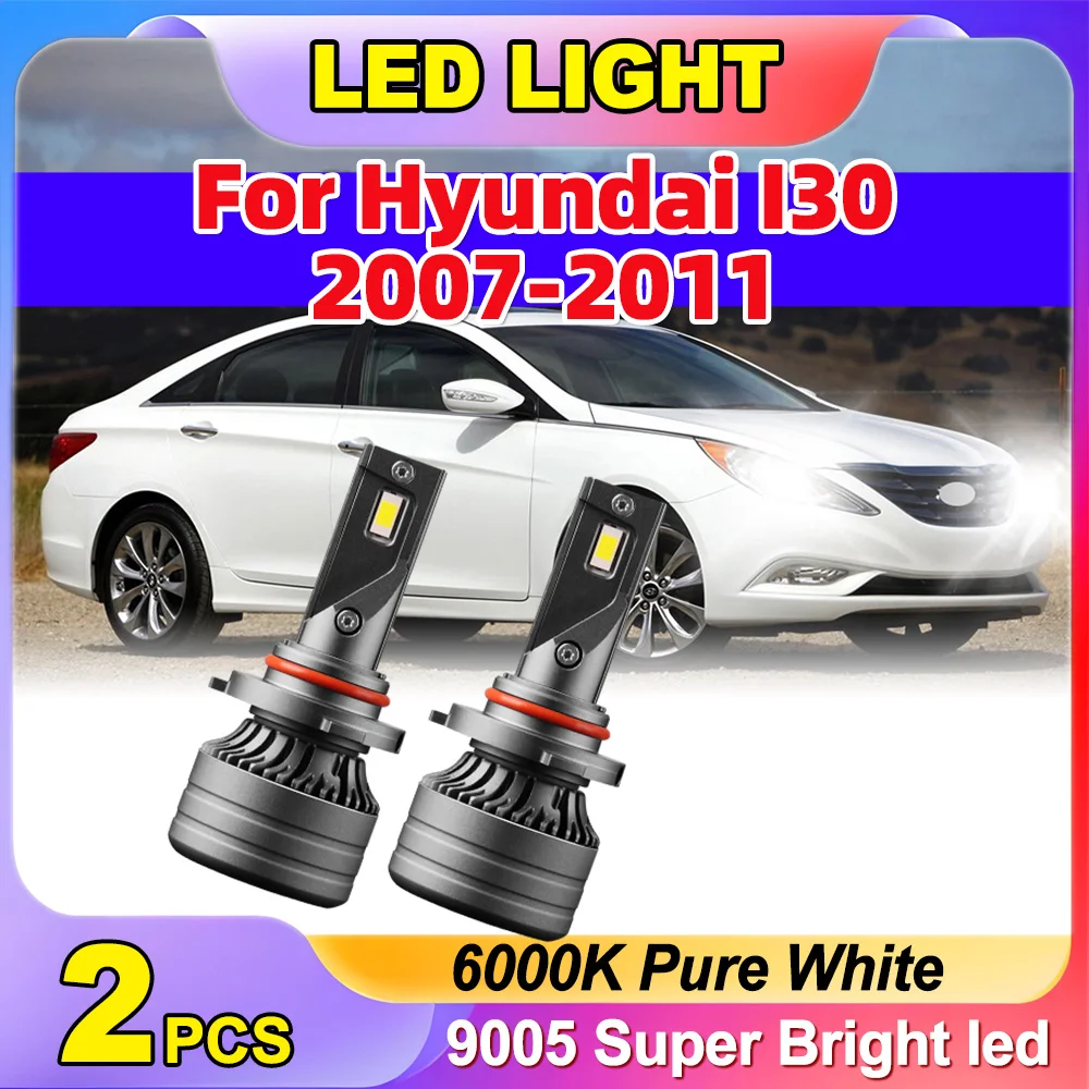 2PCS 9005 Turbo Bulbs Lamps 120W Canbus Error Plug And Play Headlight Super Bright 6000K White 12V For Hyundai I30 2007-2011