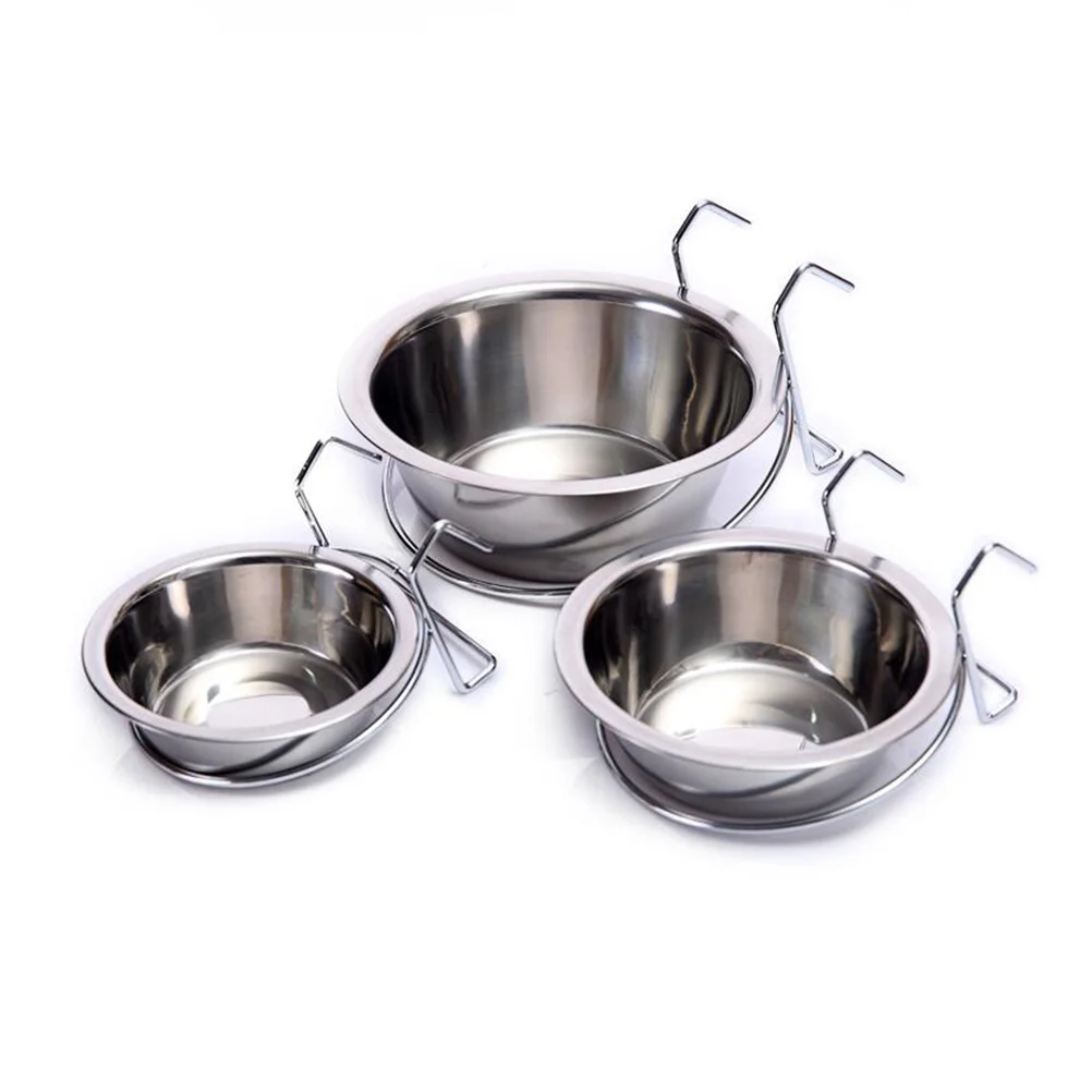 3 PCS Bird Cup Pet Food Water Bowl Dog Bowls Chicken Coop Stainless Steel Kennel