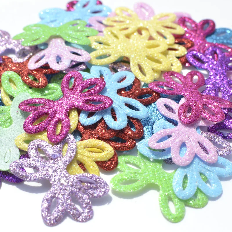 40Pcs 24*33mm Mixed Glitter Fabric Patches Bowknot Felt Applique for Craft/Clothes DIY Scrapbooking Accessories