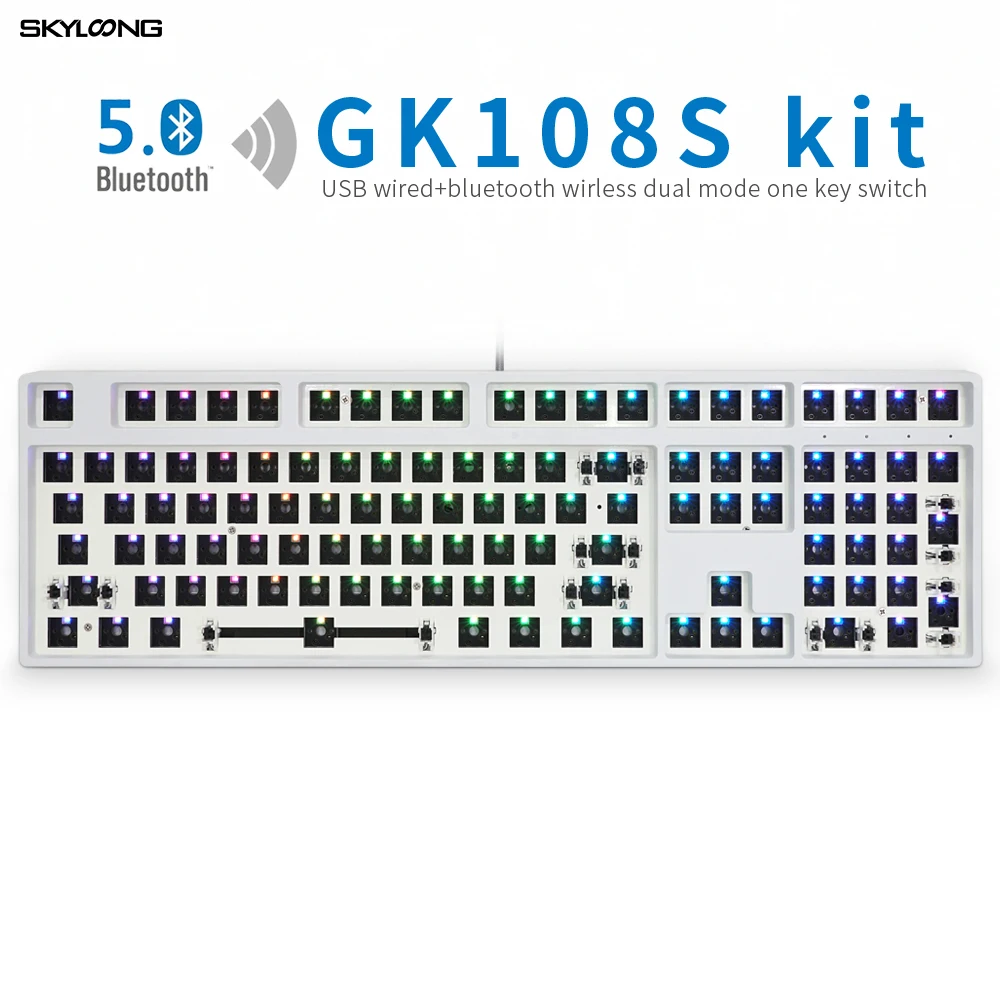 

Skyloong GK108S Bluetooth 5,1 комплект горячей замены клавиатуры, с RGB подсветкой, интерфейс Type-C, полностью программируемый