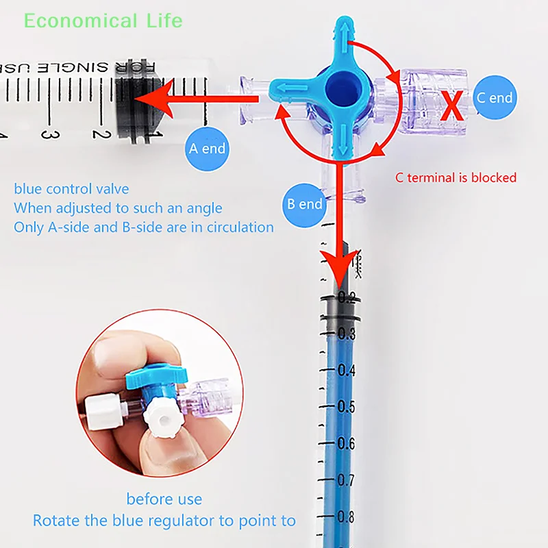 1Pc Plastic Three Way Stop Cock For Clinical Hospital Luer Lock Adapter 3 Way Stopcock Flexible T-Connector Extension Tube