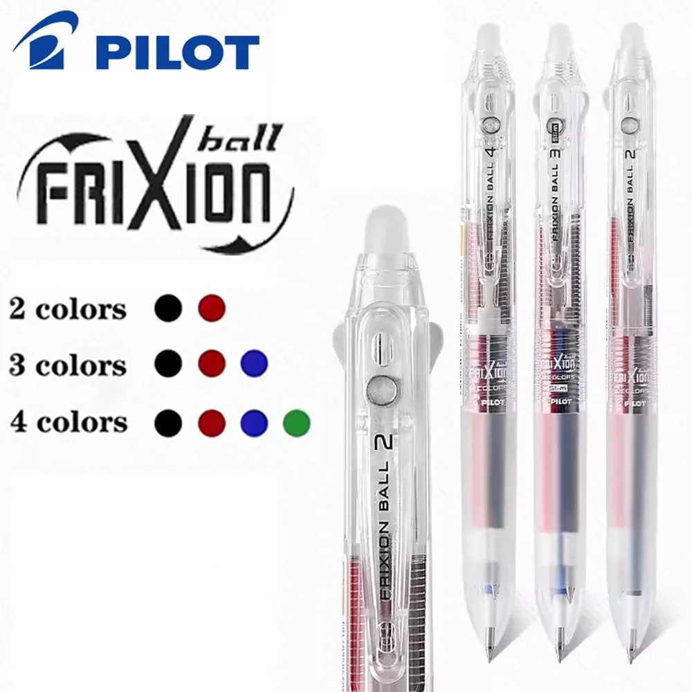 Japan Pilot Frixion Multi-function Erasable Pen Transparent Rod Press Pen LKFB-80UF 0.38mm Learning Office Supplies Stationery