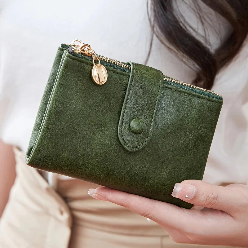 Minimalist Women's Wallet Short Three Layer Large Capacity Double Zipper Card Holder ID Card Credit Bank Card Holder Money Bag