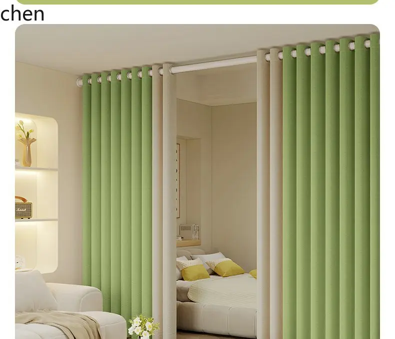 

ZML Custom Curtains No Drilling Required Full Set Blackout Bedroom Bay Window Living Room Sunshade