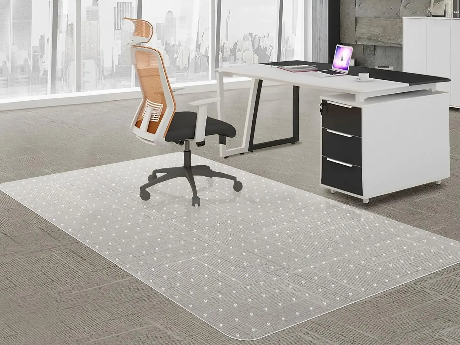 

Extra Large Office Chair Mat For Carpeted Floors, 96"" X 46"" Clear Desk Floor Mat For Low Pile Carpets- Easy Glide Plastic