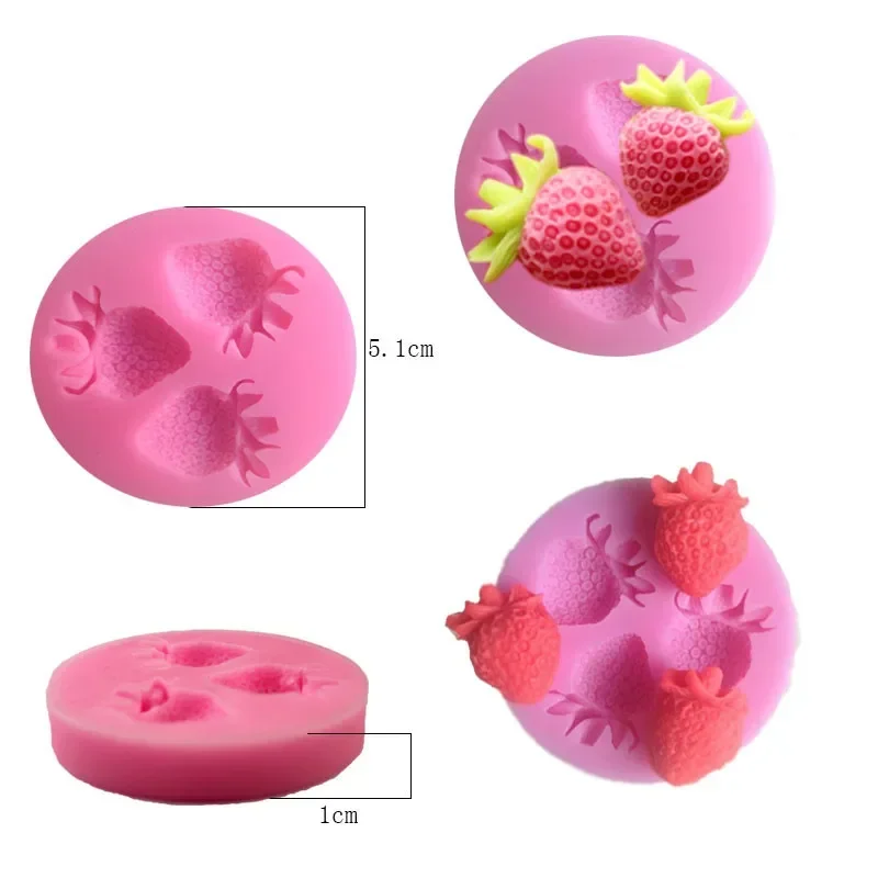 New 3D Strawberry silicone mold soap sugar fondant molds fruit chocolate moulds for cakes decorating tools