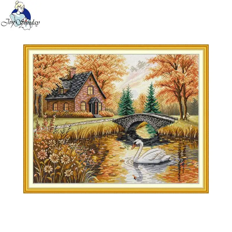 

Cross Stitch Kit Aida Cloth 14CT/16CT/11CT DIY Embroidery Set for Home Decor Gift Joy Sunday Factory Supply Enchanting Autumn