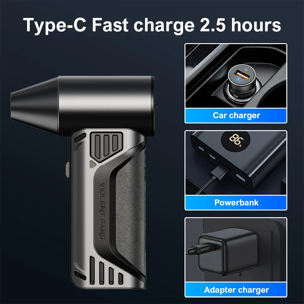 160000 RPM,10000mAh Brushless Motor Electric Turbo Jet Fan High-Speed Turbo Violent Fan Rechargeable Powerful Dust Blower 52m/s