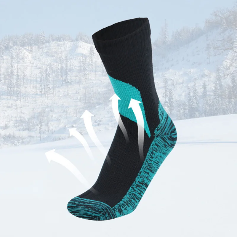 Male Socks Breathable Waterproof Skiing Camping Socks Winter Warm Soccer Socks Waterproof Heating Fishing Snow Sock Men Clothing