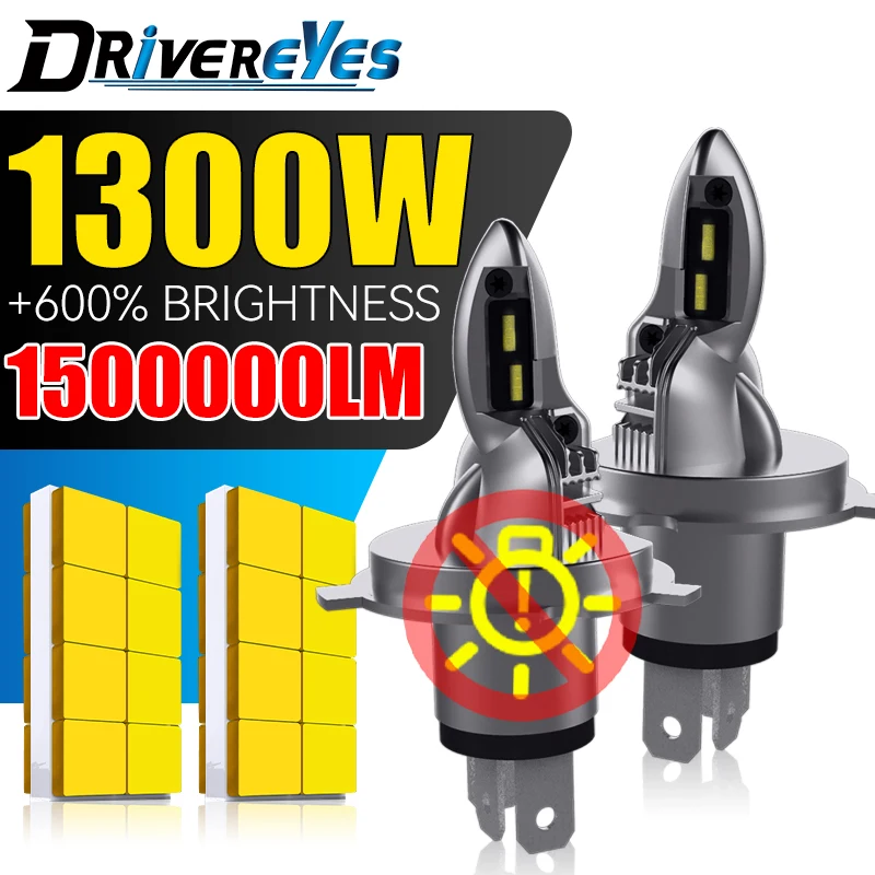 

Светодиодные фонари Turbo H4 1300 Вт CANBUS 1: 1 Mini H7 H1 H11 H8 H9 9005 HB3 9006 HB4 4300K 6000K 8054 CSP Чипы Бесвентиляторная автомобильная лампа 12 В 24 В