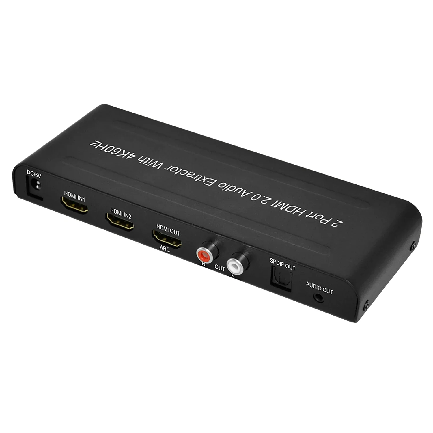 HDMI 4K60Hz Switch 2in 1 out,HDMI 2.0 Switcher with ARC and Audio Extractor (Black 2 in 1)